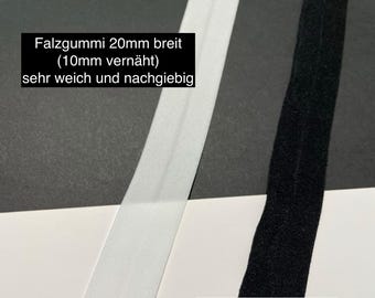 Flaches weiches Falzgummi, 20mm (vernäht 10mm), Wäschegummi, Gummi für Unterwäsche