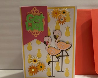 Get Well Flamingos Card