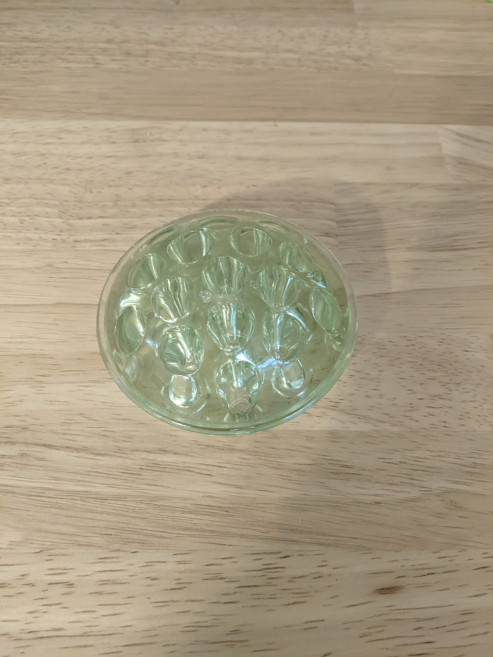 Uranium Glass Flower Frog Etsy