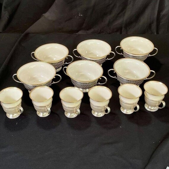Lenox Cup Set with Sterling Holders Etsy