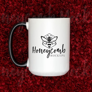 15oz Black Accent Mug Mockup, Black Handle Mug Mockup, Christmas Mug Mockup, Valentine Mug Mockup, Two Tone Mug Mockup, 15oz Mug Mock Up