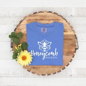 Comfort Colors 1717 Flo Blue Mockup, 1717 Mockup, Comfort Colors Mockup, Folded Mockup, Summer Mockup, Blue Shirt Mockup, Flo Blue C1717