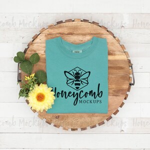 Comfort Colors 1717 Seafoam Mockup, 1717 Mockup, Comfort Colors Seafoam Mockup, Folded 1717 Mockup, Seafoam 1717 Mock, Spring Summer Mockup