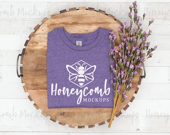 Gildan 64000 Heather Purple Mockup, Folded Mockup, Gildan Softstyle Mockup, Spring Mockup, Heather Purple Shirt Mockup, Summer Mockup