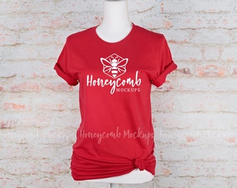Bella Canvas 3001 Red Mockup, Bella Canvas Mockup, Mannequin Mockup, Womens Tshirt Mockup, Red Shirt Mockup, Valentines Mockup, Red 3001