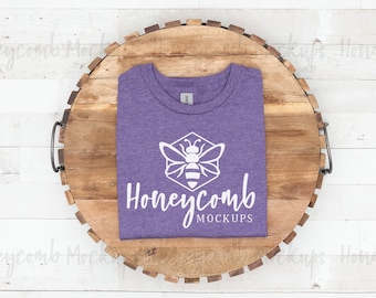 Gildan 64000 Heather Purple Mockup, Folded Mockup, Gildan Softstyle Mockup, Halloween Mockup, Heather Purple Shirt Mockup, Flat Lay Mockup