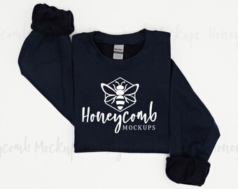 Gildan Navy 18000 Mockup, Folded Sweatshirt Mockup, Gildan Sweatshirt Mockup, Gildan 18000 Mockup, Navy Sweatshirt Mockup, SVG Mockup