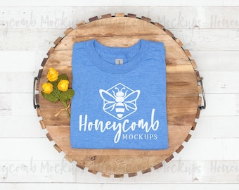 Gildan 64000 Heather Royal Mockup, Folded Mockup, Gildan Softstyle Mockup, Spring Mockup, Summer Mockup, Heather Royal Shirt Mockup