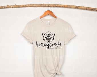 Bella Canvas 3001 Heather Dust Mockup, Bella Canvas Mockup, Heather Dust T-Shirt Mockup, Hanging Mockup, Womens T-shirt Mockup, 3001 Mockup
