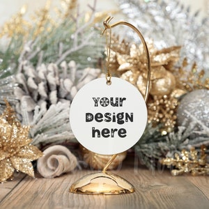 Circle Ornament Mockup, Christmas Ornament Mockup, POD Ornament Mockup, MDF Plastic Ornament Mockup, SUBORNC Circle Ornament Mockup