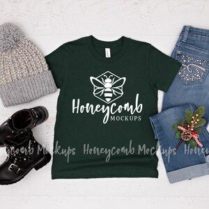 Bella Canvas 3001Y Mockup Forest, Kids Shirt Mockup, 3001Y Girls Mockup, 3001Y Christmas Mockup, Bella Canvas Kids Mockup, Forest 3001Y