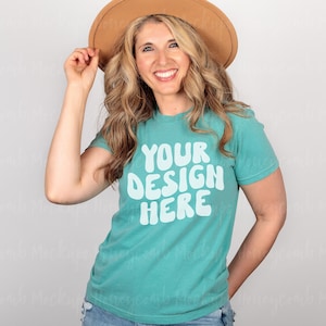 Comfort Colors 1717 Seafoam Mockup, Comfort Colors Seafoam Mockup, 1717 Mockup Seafoam, 1717 Model Mockup, Summer Mockup, Seafoam Shirt Mock
