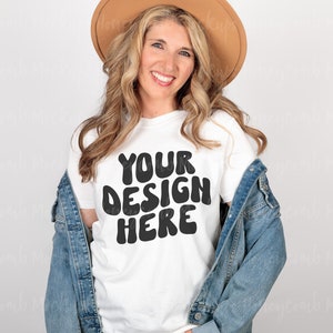 White Comfort Colors 1717 Mockup, 1717 White Mockup, Comfort Colors 1717 Model Mockup, Comfort Colors Shirt Mockup, Simple Minimal Mockup