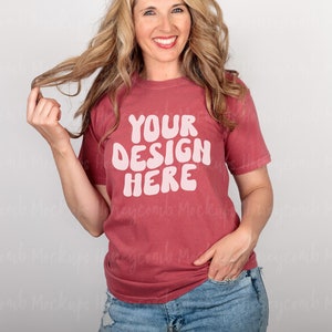 Comfort Colors 1717 Crimson Model Mockup, Comfort Colors Model Mockup, Crimson Shirt Mockup, Comfort Colors Crimson Mockup, Trendy Mockup
