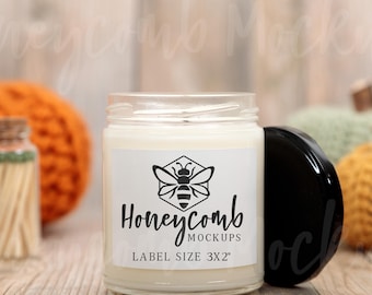Soy Candle Mockup, 9 oz Candle Mockup, Printify Scented Soy Candle Mockup, Lumient Candle Mockup, Fall Candle Mockup,  Candle Jar Mockup 9oz