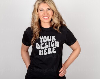 Black Comfort Colors 1717 Model Mockup, Fitted Black T-Shirt Mockup, Comfort Colors Black Mockup, Black 1717 Mockup, Model Mockup 1717