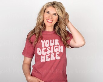 Comfort Colors 1717 Crimson Model Mockup, Comfort Colors Crimson Mockup, 1717 Model Mockup Comfort Colors Model Mockup, Crimson Shirt Mockup