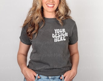 Comfort Colors Mockup Pepper, Pepper Shirt Mockup, C1717 Pepper Mockup, Studio Mockup, Model Mockup 1717 Pepper, Comfort Colors 1717 Mockup