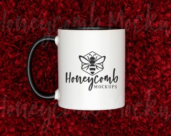 11oz Black Accent Mug Mockup, Christmas Mug Mockup, Valentine Mug Mockup, Black Handle Mug Mockup, Two Tone Mug Mockup, Ceramic Mug Mock Up