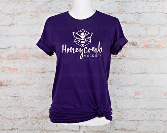 Bella Canvas 3001 Team Purple Mockup, 3001 Mockup Team Purple, Team Purple T-shirt Mockup, Mannequin Mockup, Purple 3001 Mockup