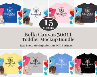 Bella Canvas 3001T Toddler Mockup Bundle, Bella Canvas Kids Mockup Bundle, Kids Summer Mockup, Toddler Tshirt Mockup Bundle, Real POD Mockup