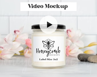Printstifte 9oz Sojakerze Video Mockup, Kerze Mockup Video, POD Candle Mockup Video, Lumient 9oz Kerze Mockup, Weiße Kerze Video Mockup