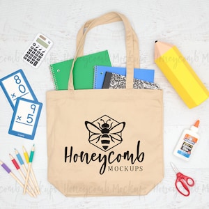 EC8000 Oyster Canvas Tote Mockup, Tote Bag Mockup, School Mockup, Teacher Mockup, Canvas Bag Mockup, Digital JPEG Image, Styled Stock Photo