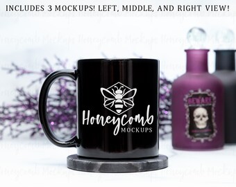 Halloween Mug Mockup, 11oz Black Mug Mockup, Coffee Mug Mockup, Witchy Mug Mockup, 11oz Mug Mockup, Gothic Mug Mockup, Blank Mug Mockup