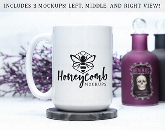 15oz White Mug Mockup, Halloween Mug Mockup, Coffee Mug Mockup, Witchy Mug Mockup, 15oz Mug Mockup, Gothic Mug Mockup, Blank Mug Mockup