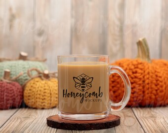 Herfstmokmodel, 10 oz glazen mokmodel, bedrukt mintgroen glazen mokmodel, Halloween-mokmodel, 10 oz mok glazen model, glazen bekermodel 10 oz