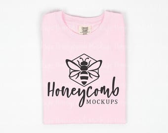 1717 Blossom Mockup, Comfort Colors 1717 Mockup, Folded 1717 Mockup, Blossom 1717 Mockup,  Blossom Comfort Colors, Pink T-Shirt Mockup