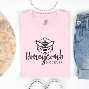 Comfort Colors 1717 Blossom Mockup, C1717 Mockup, Comfort Colors Mockup, Folded Mockup, Pink Shirt Mockup, Boho Mockup, Summer C1717 Mockup
