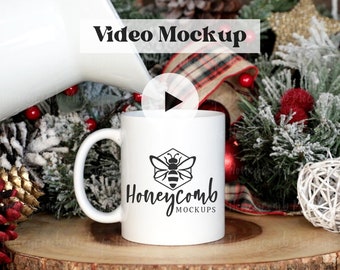 Mug Video Mockup, 11oz White Mug Video Mockup, Christmas Mug Mockup, White Coffee Cup Mockup, White Ceramic Mug Mockup, Listing Video Mockup