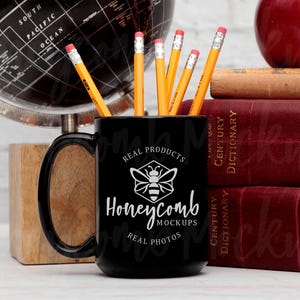 15oz Black Mug Mockup, Black Glossy Mug Mockup 15 Ounce, Teacher Mug Mockup, Orca Coatings Black Mug Mockup 15oz, Print On Demand Mug Mockup
