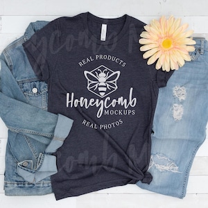 Bella Canvas 3001 Heather Midnight Navy Mockup, Bella Canvas Heather Midnight Navy Mockup,  Heather Midnight Navy T-Shirt Mockup
