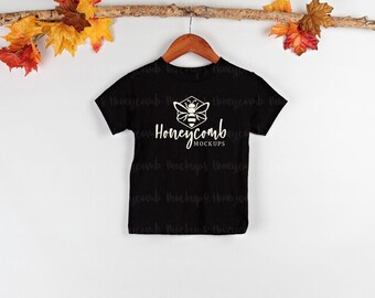 Bella Canvas 3001T Black Mockup, Bella Canvas Toddler Mockup, Fall 3001T Mockup, Toddler T-Shirt Mockup, Hanging Mockup, 3001T Mockup Black
