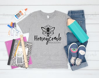 Bella Canvas Athletic Heather 3001Y Mockup, Youth Mockup, Kids Shirt Mockup, Back To School Mockup, School Shirt Mockup, Youth Girl Mockup
