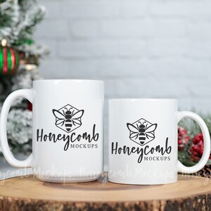 White 15oz and 11oz Mug Mockup, Christmas Mug Mockup, White Mug Mockup, Blank Coffee Cup Mockup, Styled Stock Photo, JPEG Digital Download