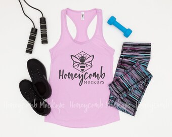 Lilac Next Level 1533 Tank Top Mockup, Women's Ideal Racerback Mockup, Workout Mockup, Tank Top Flatlay, Lilac Tank Top Mockup, 1533 Mockup