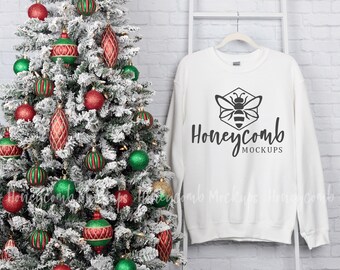 18000 Christmas Mockup, Gildan 18000 White Mockup, Gildan Mockup, Christmas Mockup, White Sweatshirt Mockup, Hanging Christmas Mockup
