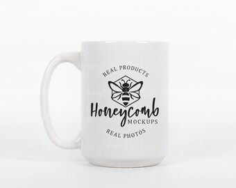 15oz White Mug Mockup, 15oz Mug Mockup, Simple Mug Mockup on White Background, 15oz White Glossy Mug Mockup, Minimal Mug Mockup 15 Ounce