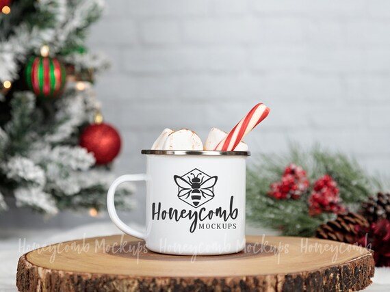 12oz Enamel Mug Mockup, Christmas Mug Mockup, Hot Cocoa Mug Mockup, Camping Mug Mockup, Styled Stock Photo, JPEG Digital Download