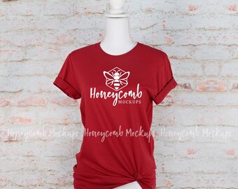 Bella Canvas 3001 Canvas Red Mockup , Valentines Mockup, Mannequin Mockup, Christmas Mockup, Womens Red Shirt Mockup, Bella Canvas Mockup