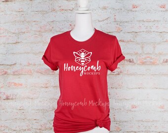 Bella Canvas 3001 Red Mockup, Bella Canvas Mockup, Mannequin Mockup, Womens Tshirt Mockup, Red Shirt Mockup, Valentines Mockup, Red 3001