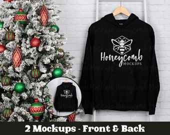 Gildan 18500 Black Christmas Mockup, 18500 Christmas Mockup, 18500 Back Mockup, Back of Hoodie Mockup, Gildan Hoodie Mockup, Hanging Mockup