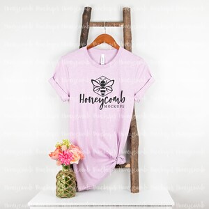 Heather Prism Lilac 3001 Mockup, Hanging Shirt Mockup, Women&#39;s T-Shirt Mockup , Spring 3001 Mockup,  Bella Canvas Mockup, 3001 Prism Mockup