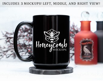 15oz Black Mug Mockup, Halloween Mug Mockup, Coffee Mug Mockup, Witchy Mug Mockup, 15oz Mug Mockup, Gothic Mug Mockup, Blank Mug Mockup