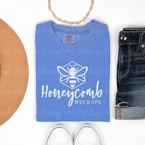 Comfort Colors 1717 Flo Blue Mockup, C1717 Mockup, Comfort Colors 1717 Mockup, Summer 1717 Mockup, Flo Blue Shirt Mockup, Flo Blue Mockup