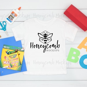 Bella Canvas White 3001T Mockup, Toddler Mockup, Kids White Shirt Mockup, Back To School Mockup, School Shirt Mockup, Kids School Mockup