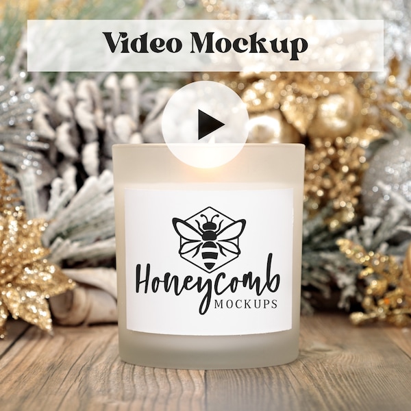 Candle Mockup Video, 11oz Frosted Glass Candle Mockup, Printed Mint Candle Mockup, POD Candle Mockup, Christmas Candle Mockup Video